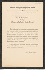 k.k. naturhistorisches Hofmuseum, Intendanzakten 1885-1896 (Hauer), Aktenzahl Z.239/1888, Seite 1